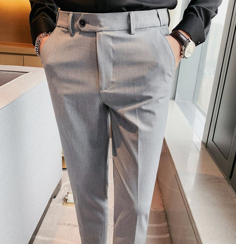 Buy Men Grey Super Slim Fit Print Flat Front Formal Trousers Online -  313749 | Louis Philippe